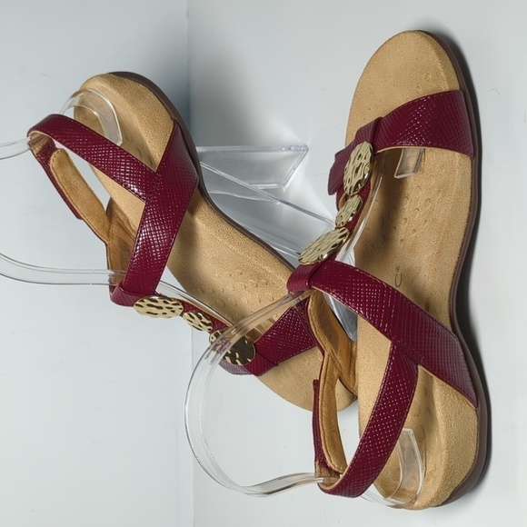 Vionic Farrah woven embossed burgundy sandals womans size 6.5 (wide) - Picture 8 of 16
